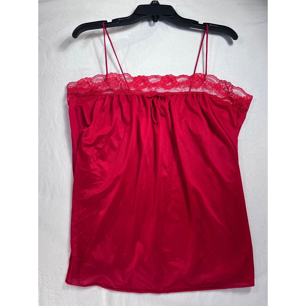 Red Lace Trim Babydoll Camisole Spaghetti Strap Lingerie Top Size‎ 1X